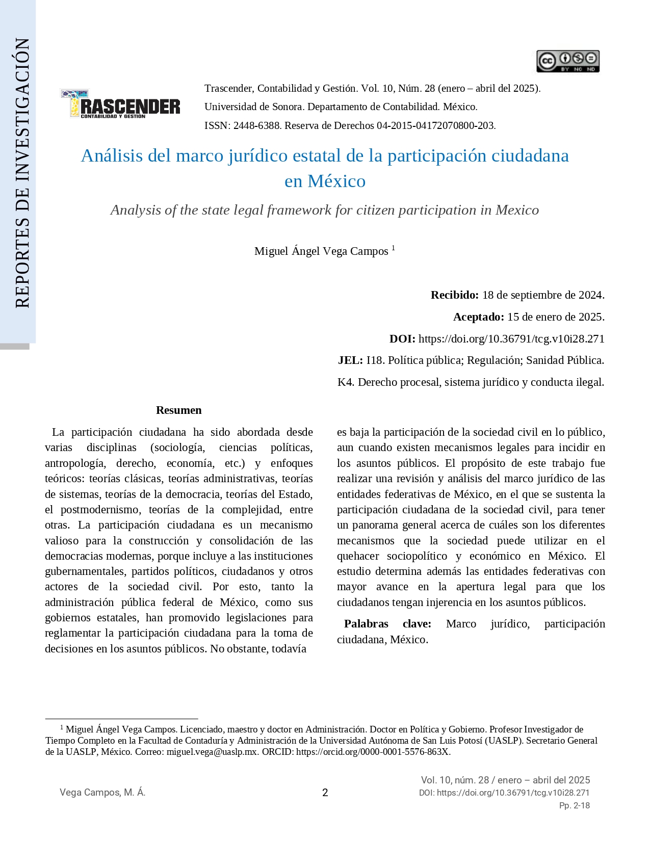 Analysis of the state legal framework for citizen participation in Mexico